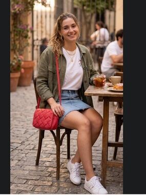 Braided Fuchsia  Crossbody Bag - Sleek Everyday Shoulder Bag